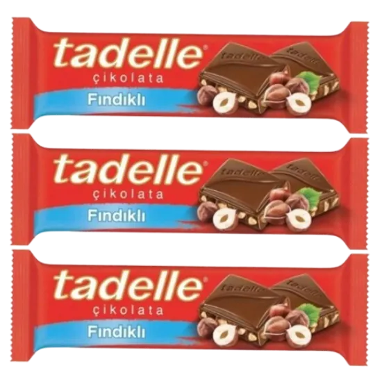 Tadelle Tablet Çikolata Sütlü Fındıklı 30 gr  3 adet  resmi