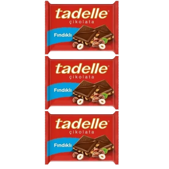 Tadelle Tablet Çikolata Fındıklı 60 gr  3 adet  resmi