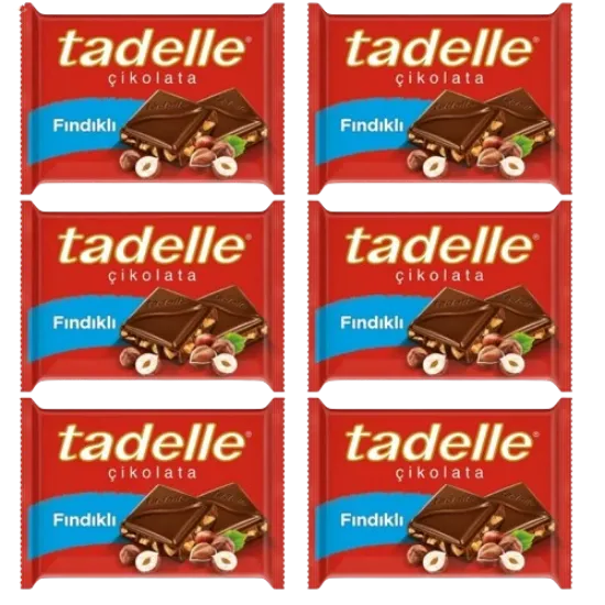 Tadelle Tablet Çikolata Fındıklı 60 gr  6 adet  resmi